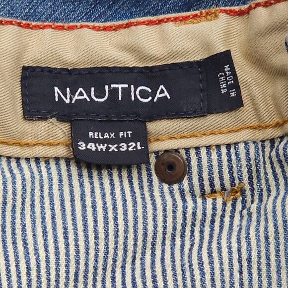 Nautica Jeans Mens 34x32 Blue Straight Leg Relax Fit Classic Denim Cotton - Picture 8 of 13